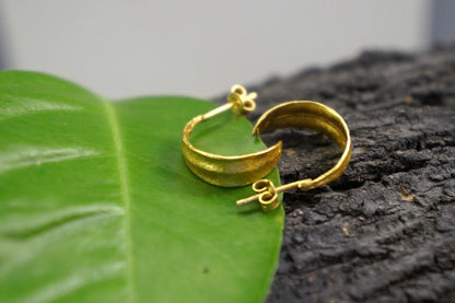 Gold Olive Leaf Hoop Earrings - Delicate Small Sterling Silver Hoops-3