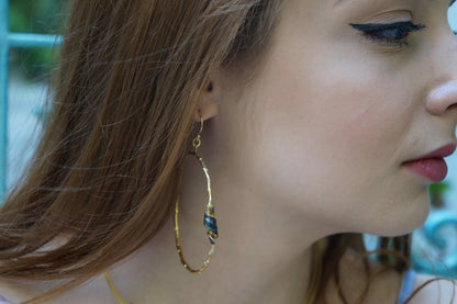 Olive Branch Earrings: Leaf Inspired Hoops (14k Gold Plated Silver)-1