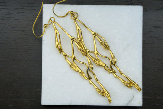 Jasmine Dangle Earrings - Gold Plated Botanical Design-0