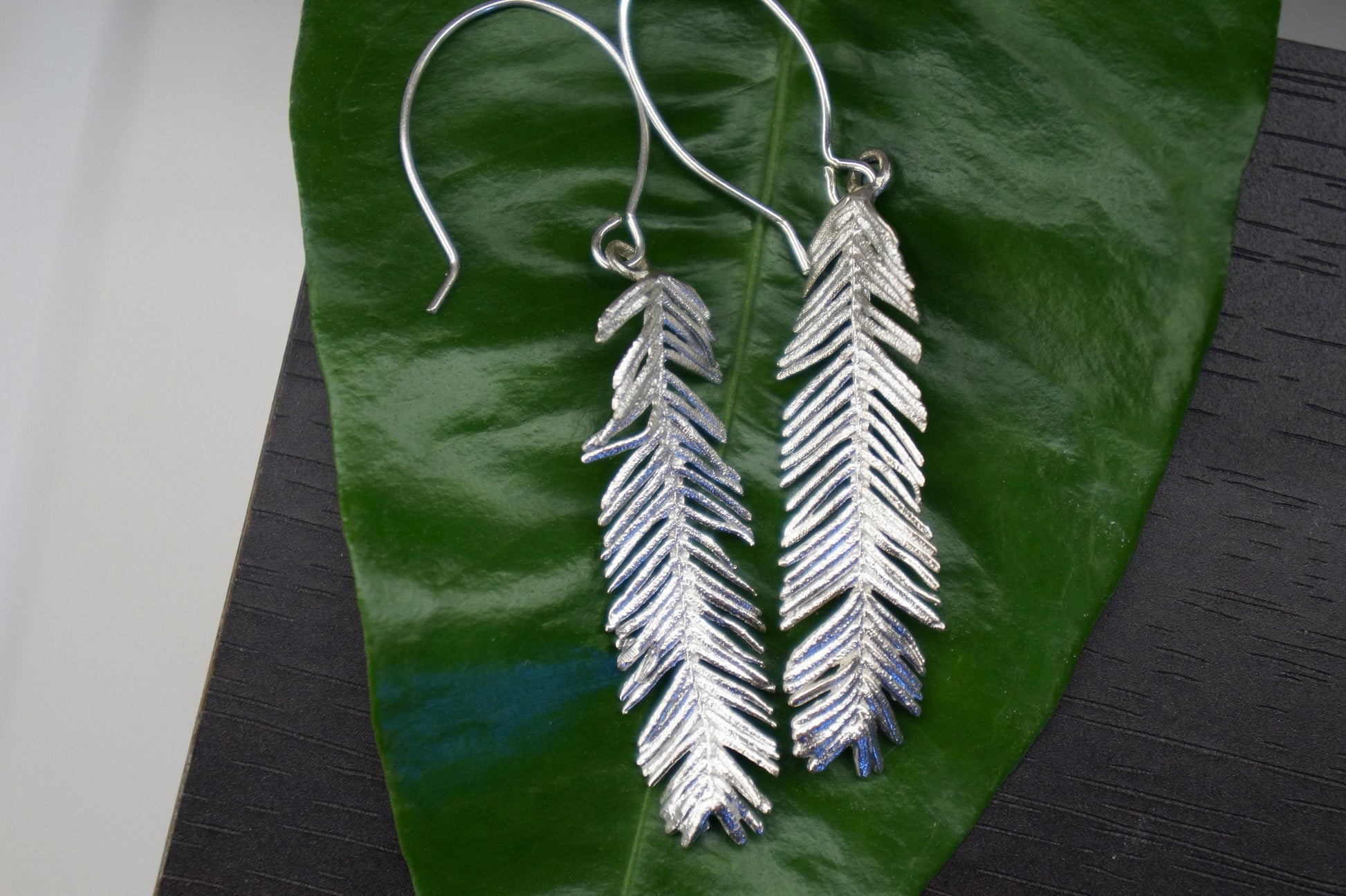 Mimosa Leaf Earrings: Gold Plated Sterling Silver - Nature Inspired-3