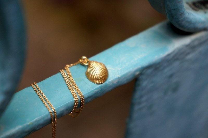 Silver Sea Shell Necklace, Gold-Plated Sterling Silver Jewelry, Gift for Her, Birthday Gift for Women, Handmade Jewelry, Boho Fashion-4
