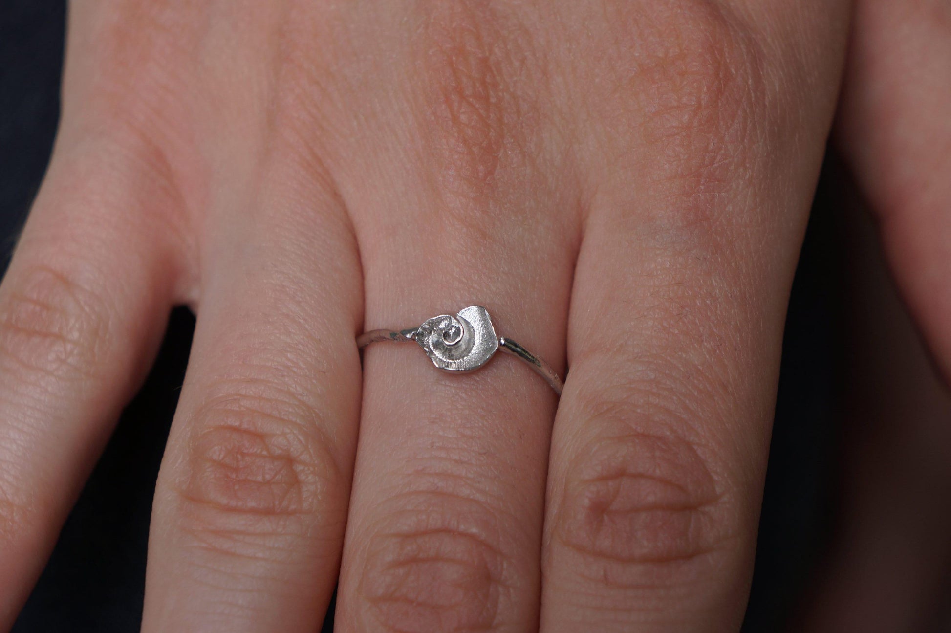 Silver Sea Shell Ring, Sterling Silver Jewelry, Minimalist Band, Silver Ring, Gift for Her, Birthday Gift for Women, Handmade Jewelry-0