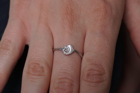 Silver Sea Shell Ring, Sterling Silver Jewelry, Minimalist Band, Silver Ring, Gift for Her, Birthday Gift for Women, Handmade Jewelry-0