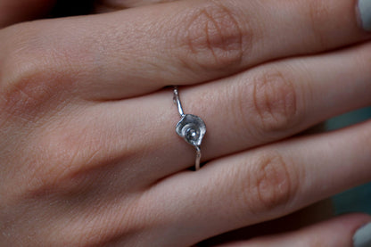 Silver Sea Shell Ring, Sterling Silver Jewelry, Minimalist Band, Silver Ring, Gift for Her, Birthday Gift for Women, Handmade Jewelry-1