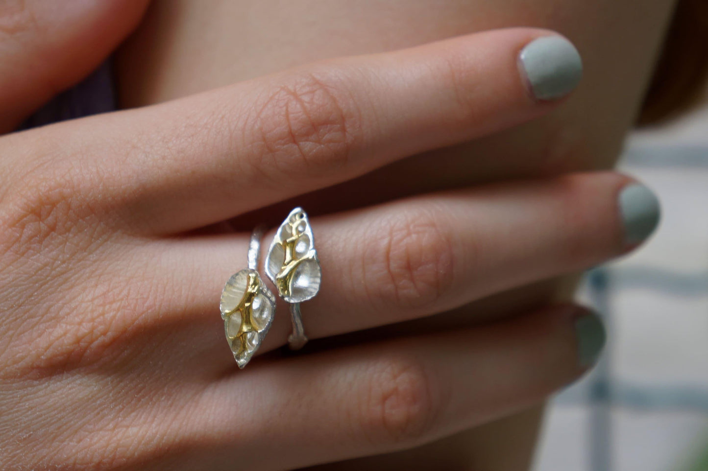 Sterling Silver Sea Shell Ring - Adjustable Ocean Jewelry-0