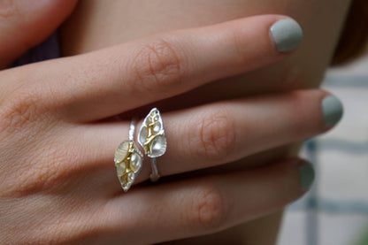 Sterling Silver Sea Shell Ring - Adjustable Ocean Jewelry-0