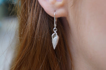 Sea Shell Earrings: Sterling Silver - Handmade Beach Jewelry-0