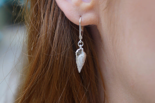 Sea Shell Earrings: Sterling Silver - Handmade Beach Jewelry-0