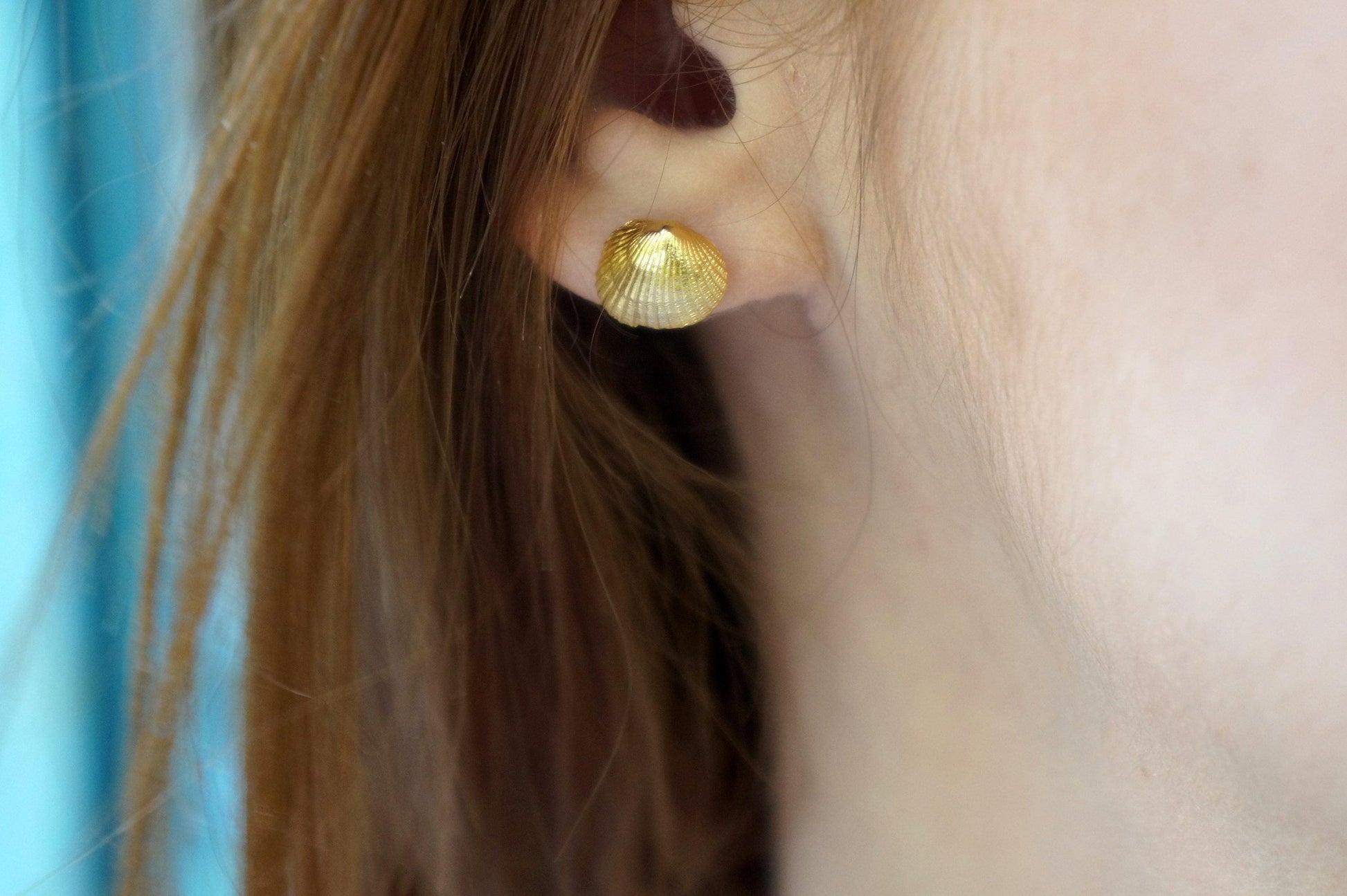 Sea Shell Earrings: Nature-Inspired Small Studs (Silver or Gold Plated)-0