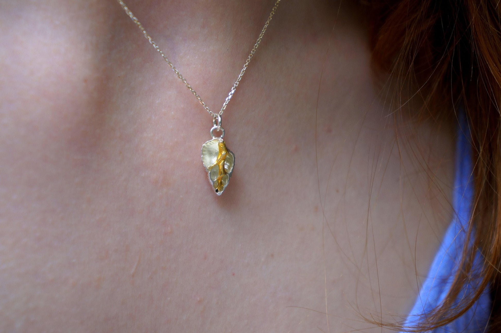 Nature-Inspired Heart Shell Necklace, Sterling Silver (Handmade)-0