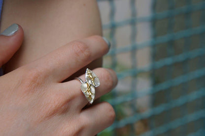 Sterling Silver Sea Shell Ring - Adjustable Ocean Jewelry-1