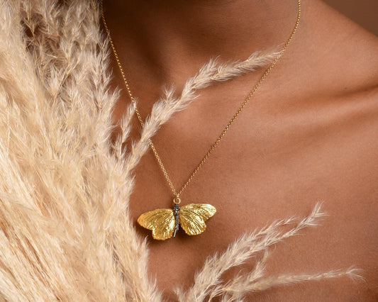 Butterfly Necklace: Sustainable Jewelry (Gold Plated, Recycled Silver)-0