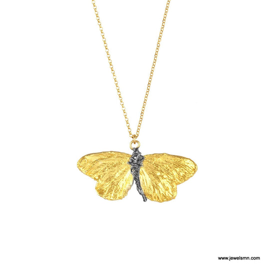 Butterfly Necklace: Sustainable Jewelry (Gold Plated, Recycled Silver)-1