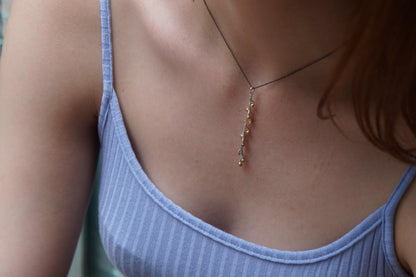 Nature-Inspired Gold Necklace, Mimosa Branch Pendant (Dainty, Sustainable)-4