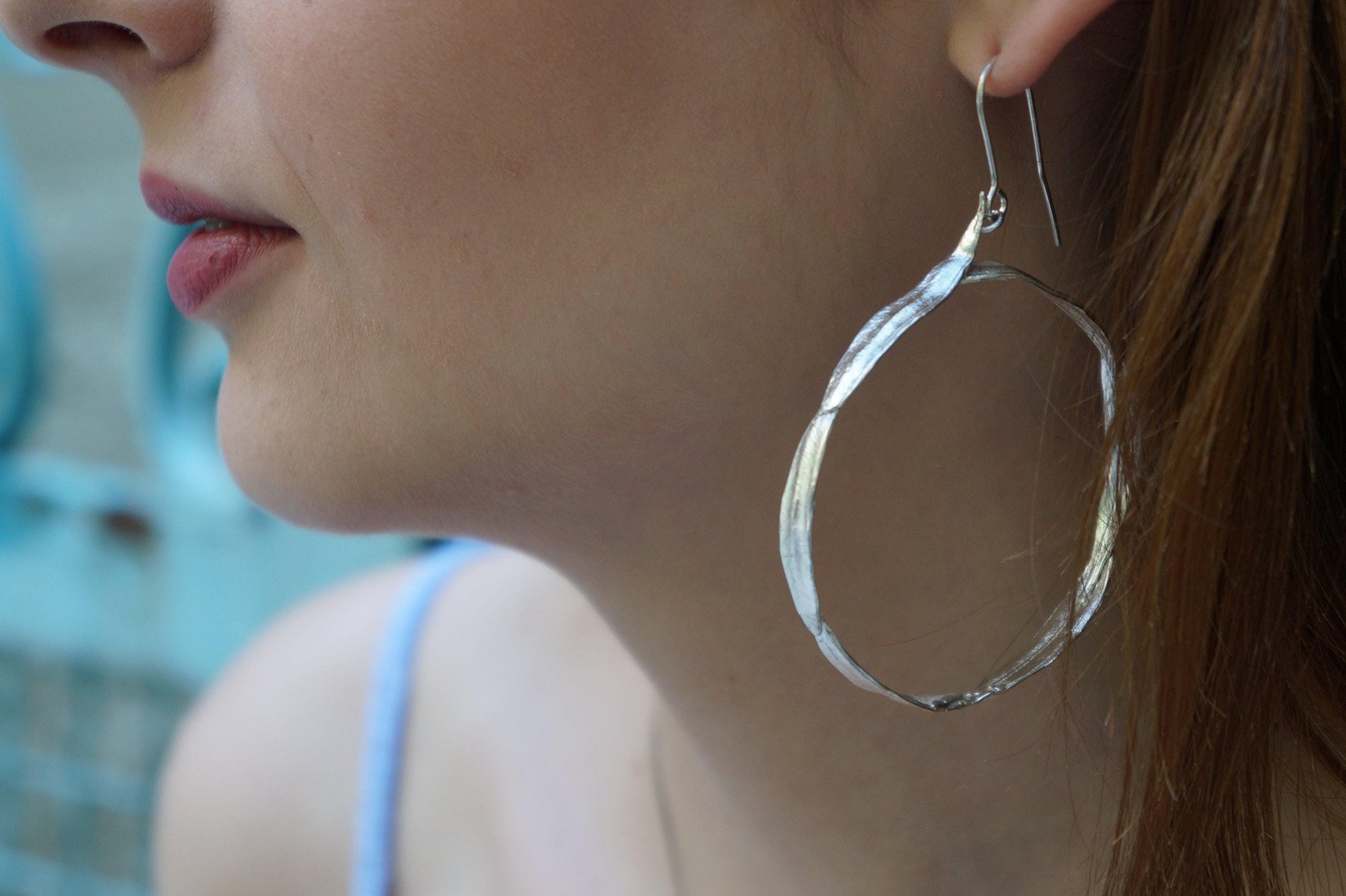 Olive Leaf Hoop Earrings: Sterling Silver - Nature Inspired Jewelry-0