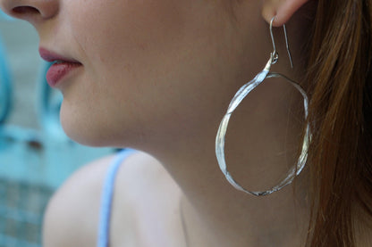 Olive Leaf Hoop Earrings: Sterling Silver - Nature Inspired Jewelry-0