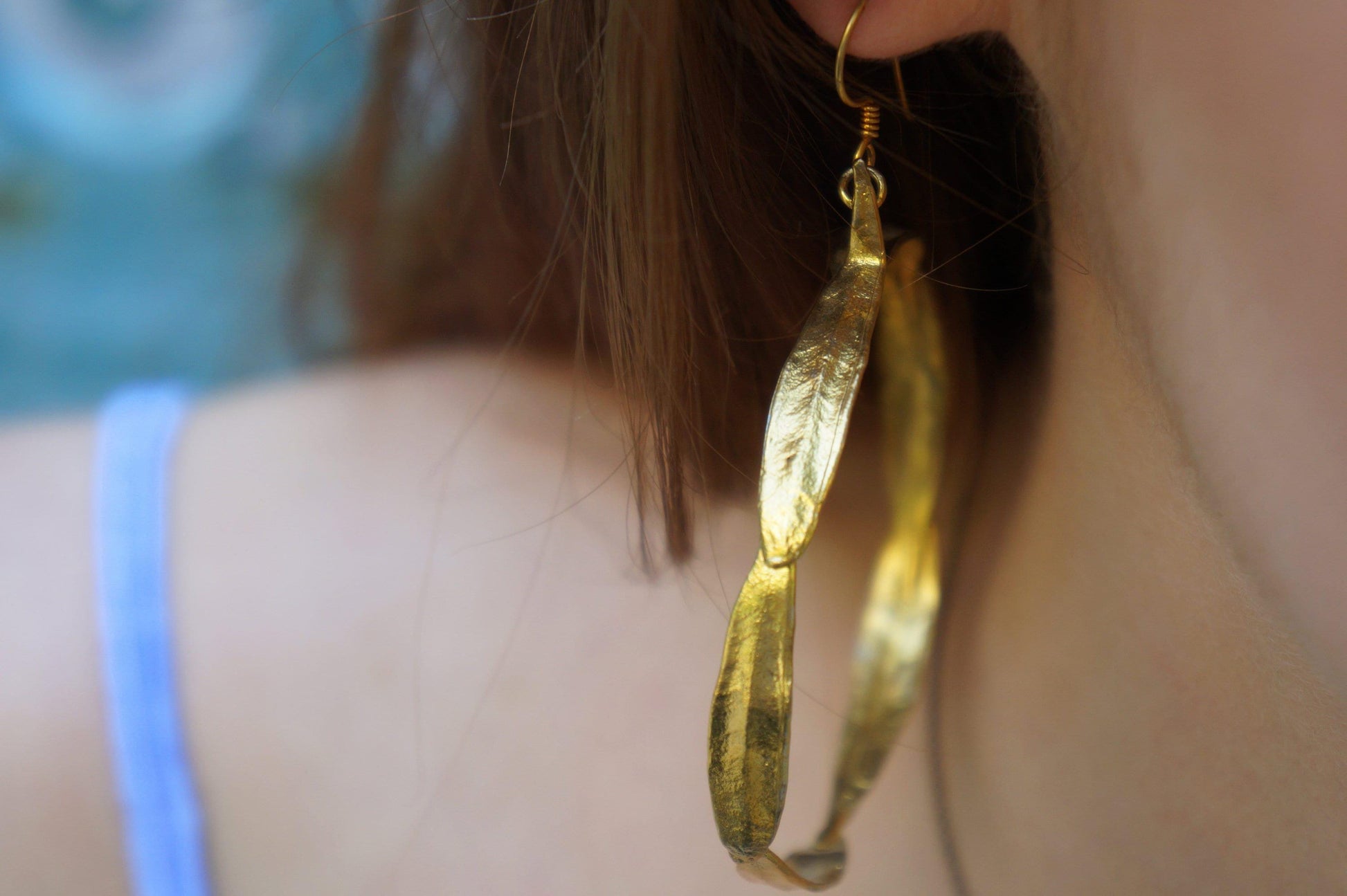 Olive Leaf Hoop Earrings: Sterling Silver - Nature Inspired Jewelry-4