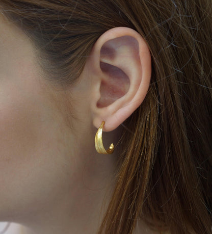 Gold Olive Leaf Hoop Earrings - Delicate Small Sterling Silver Hoops-0
