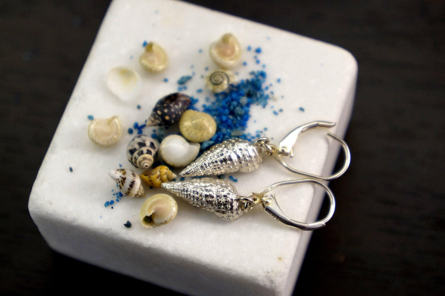 Sea Shell Earrings: Sterling Silver - Handmade Beach Jewelry-2