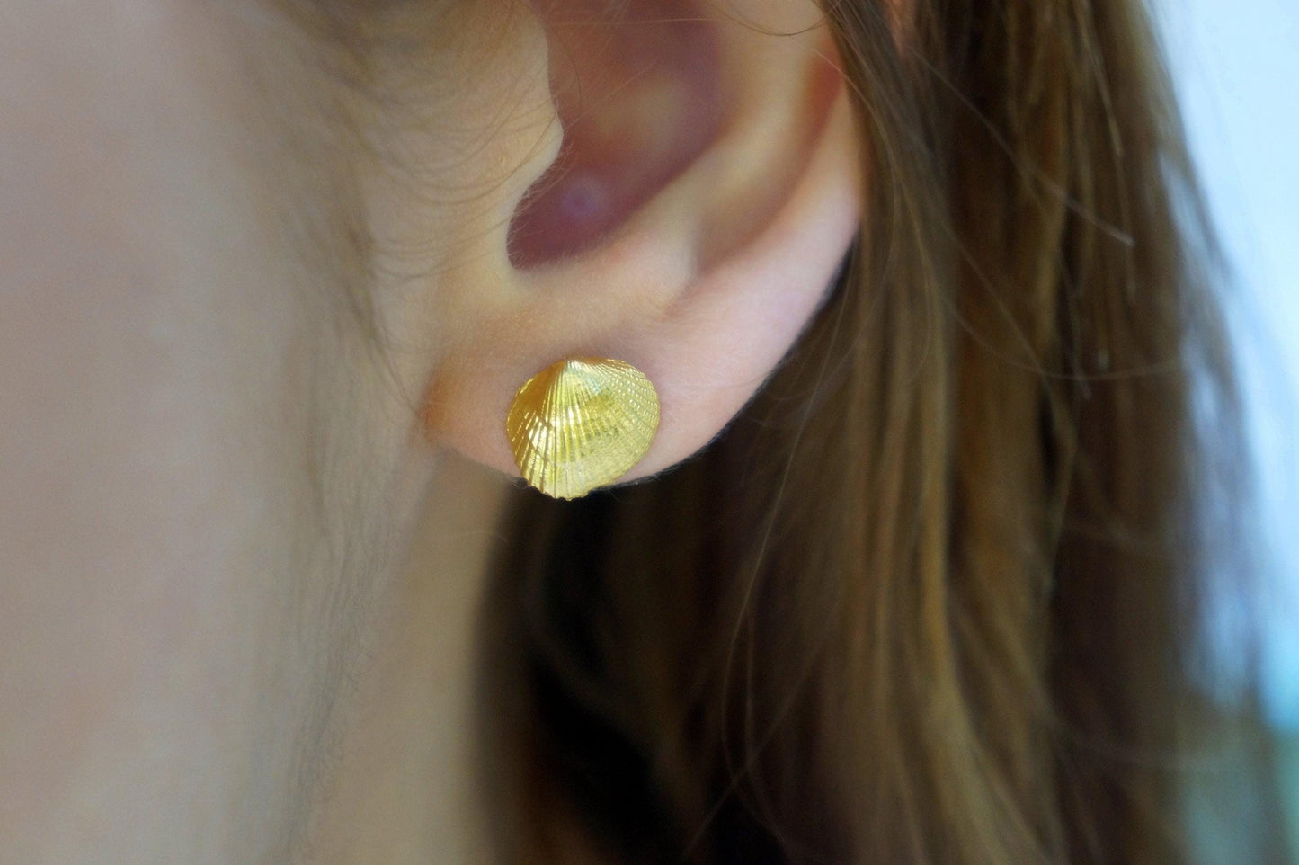 Sea Shell Earrings: Nature-Inspired Small Studs (Silver or Gold Plated)-2