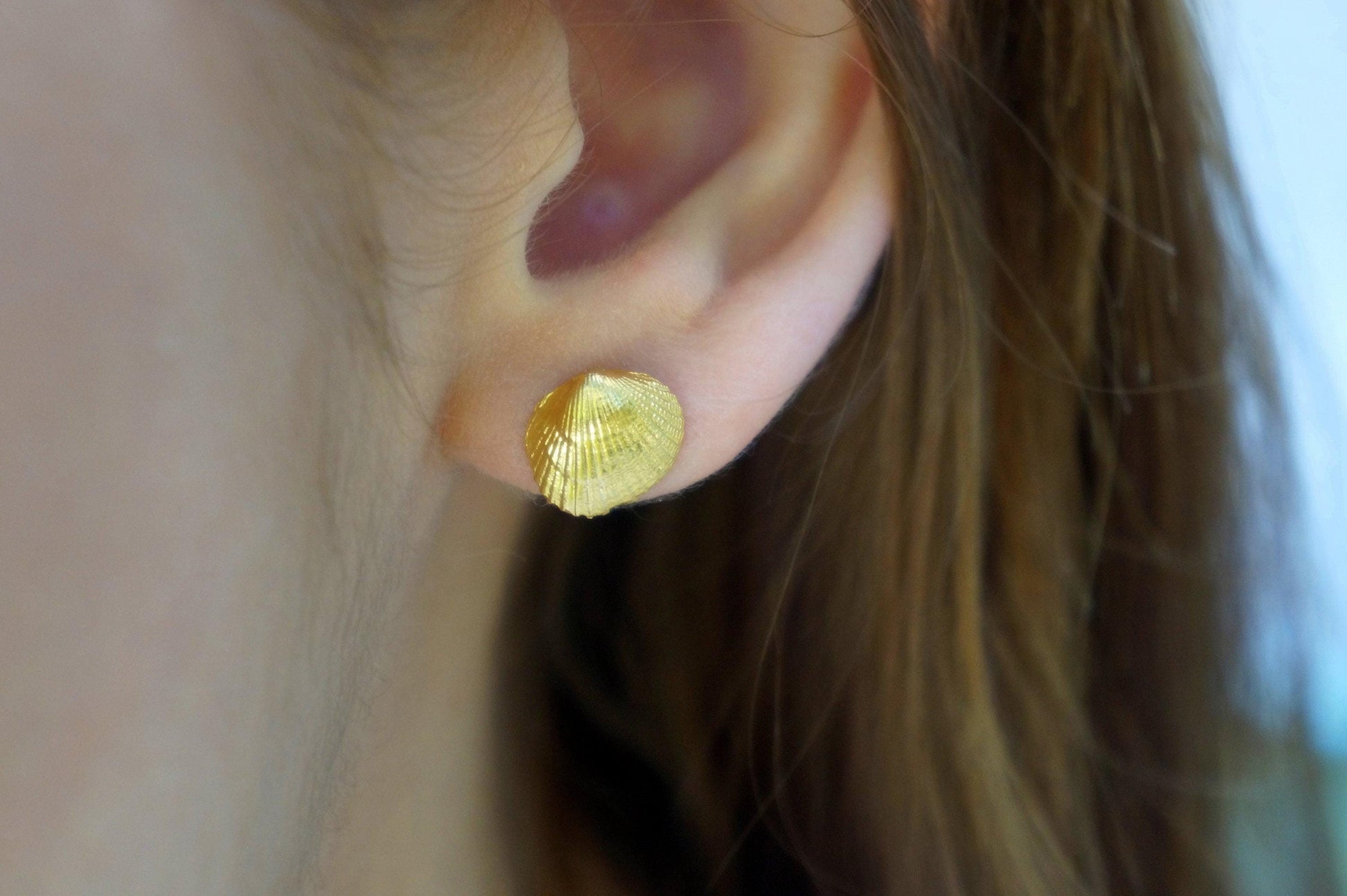 Sea Shell Earrings: Nature-Inspired Small Studs (Silver or Gold Plated)-2