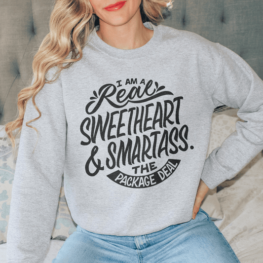 Sport Grey fleece sweatshirt with a printed slogan across the chest.