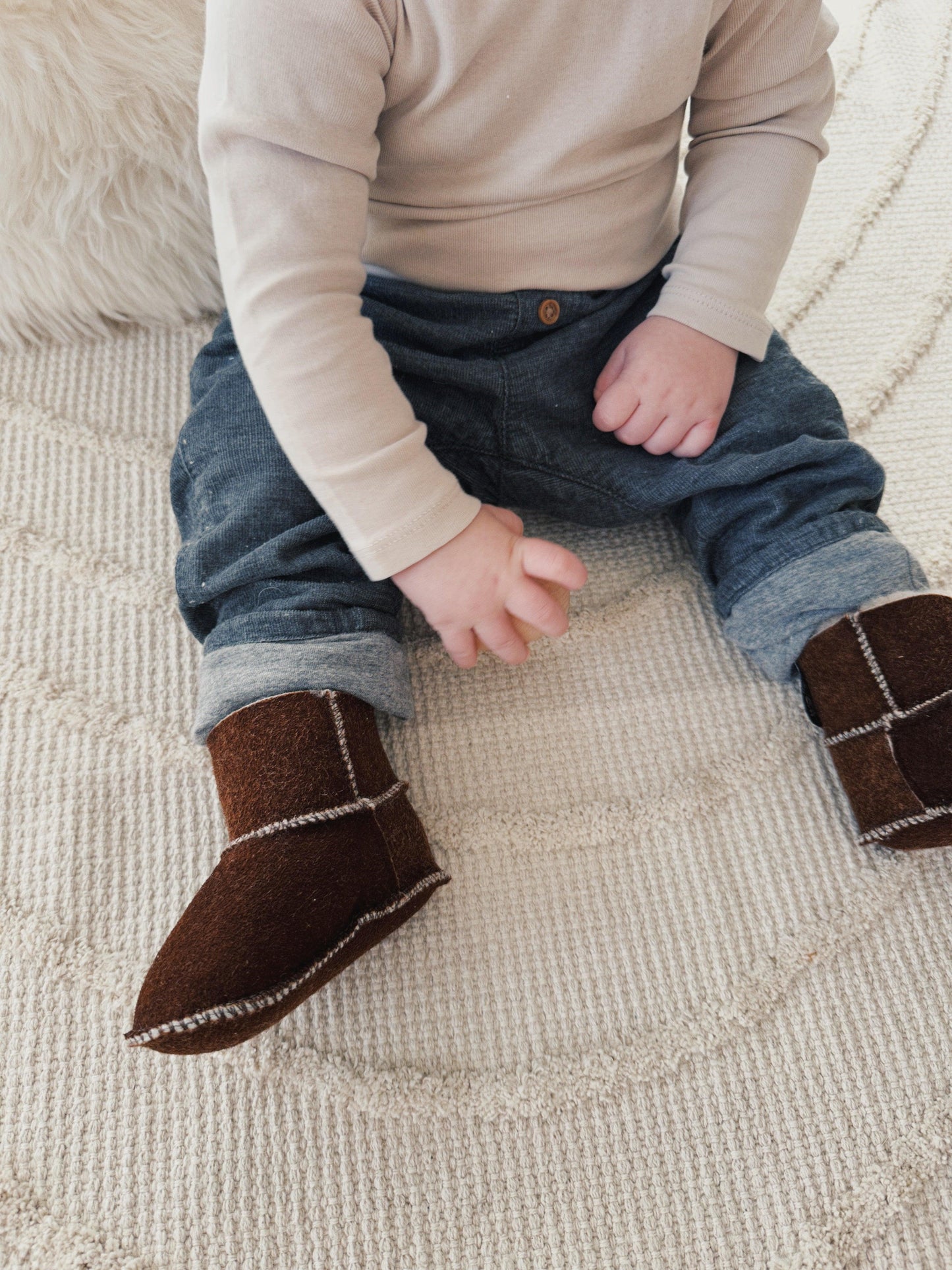Brown Baby Natural Sheepskin Boots-2