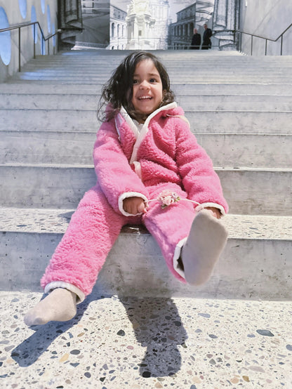 Baby/Kid Virgin Wool Overall - Pink-1