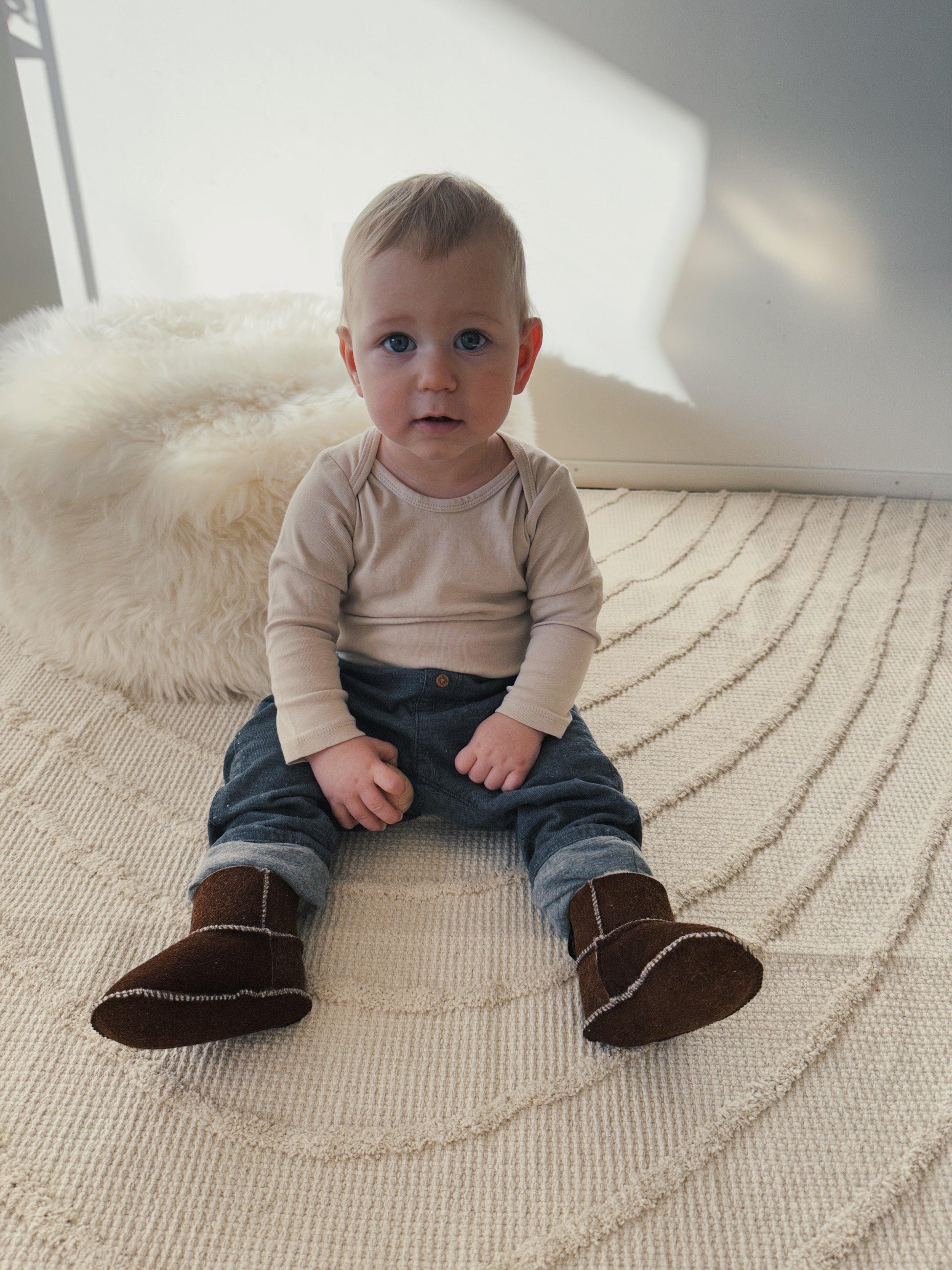 Brown Baby Natural Sheepskin Boots-1
