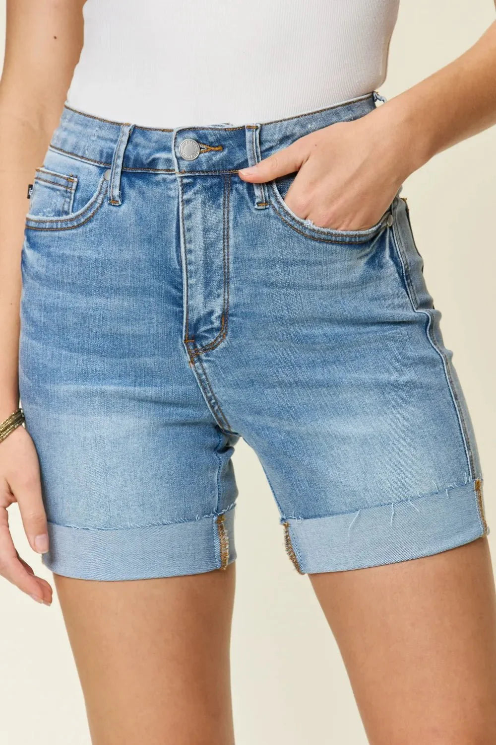 Judy Blue Full Size Tummy Control High Waist Denim Shorts-3