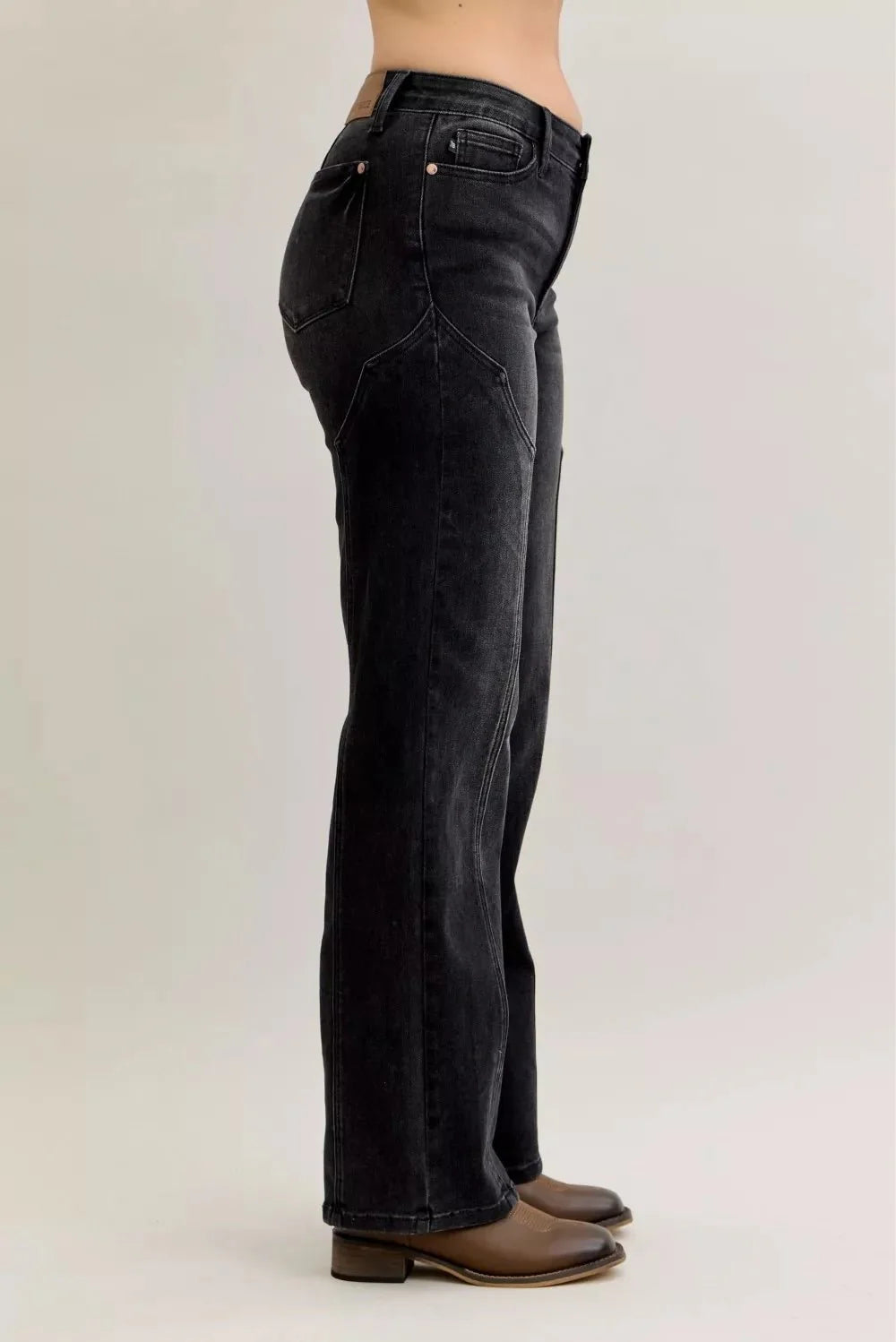 Judy Blue Mid Rise Straight Western Seam Detail Jeans-4