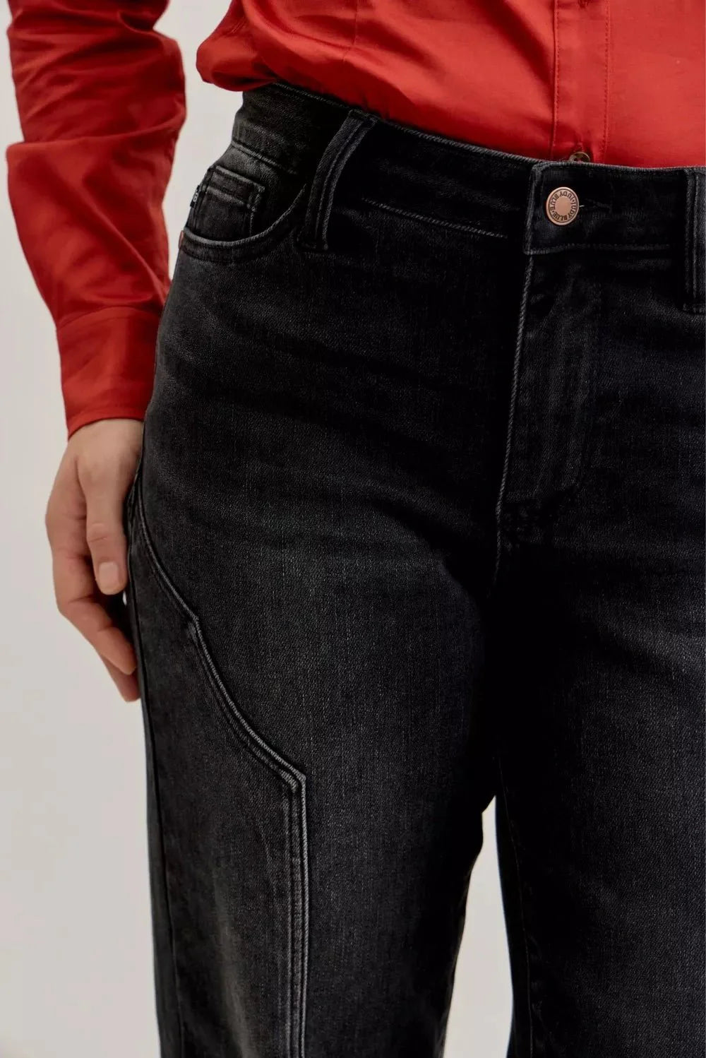 Judy Blue Mid Rise Straight Western Seam Detail Jeans-3