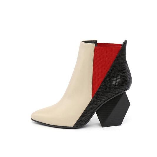 Katie Paneled Pointed Toe Block Heel Boots-0