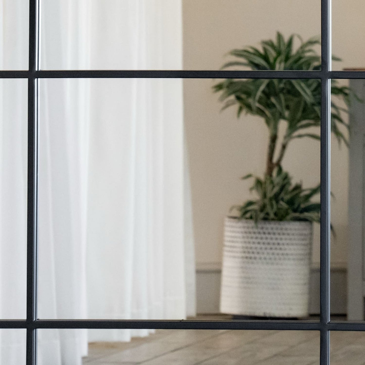 Kyō - Full Length Black Metal Rectangle Lattice Window Mirror - 200cm x 120cm-2