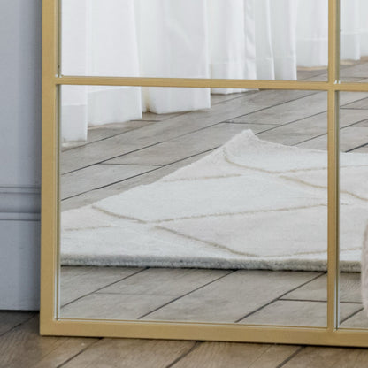 Kyō - Full Length Gold Metal Rectangle Lattice Grid Mirror - 180cm x 105cm-1