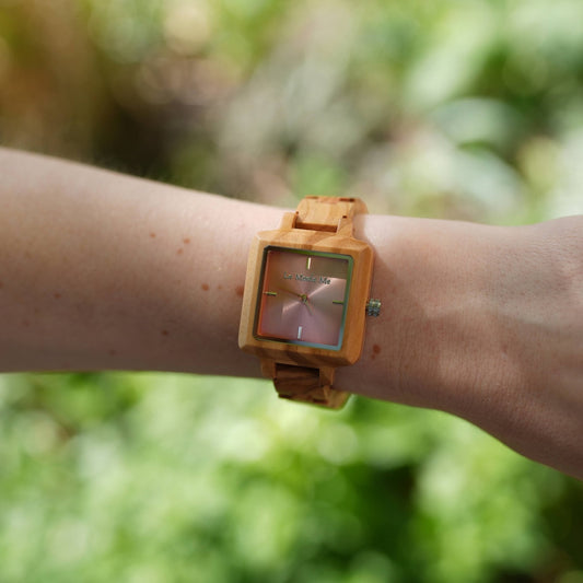 Watch La Piccola Natura - Eco-Friendly Olivewood Pink Timepiece-1