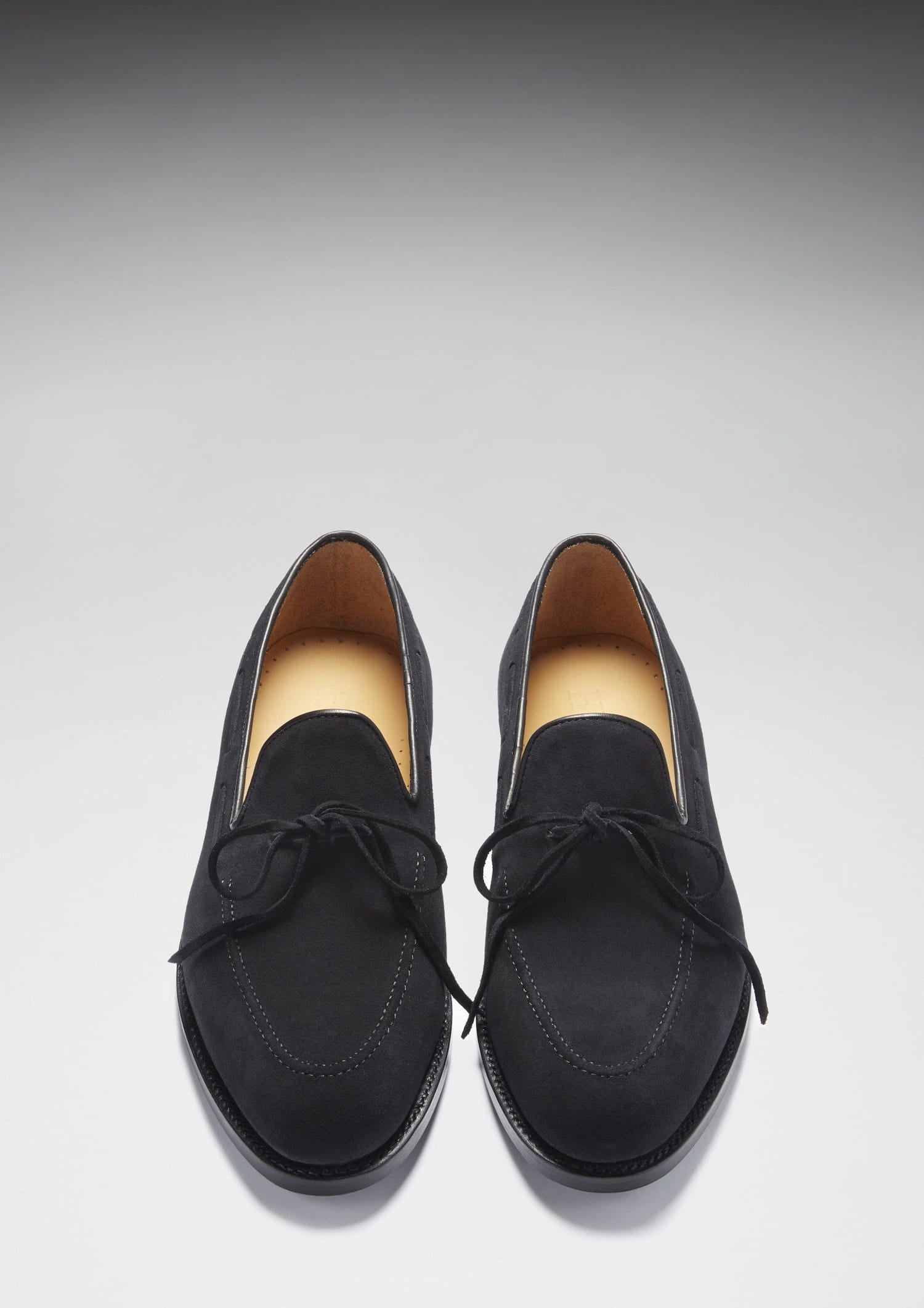 Black Suede Laced Loafers, Welted Leather Sole-2