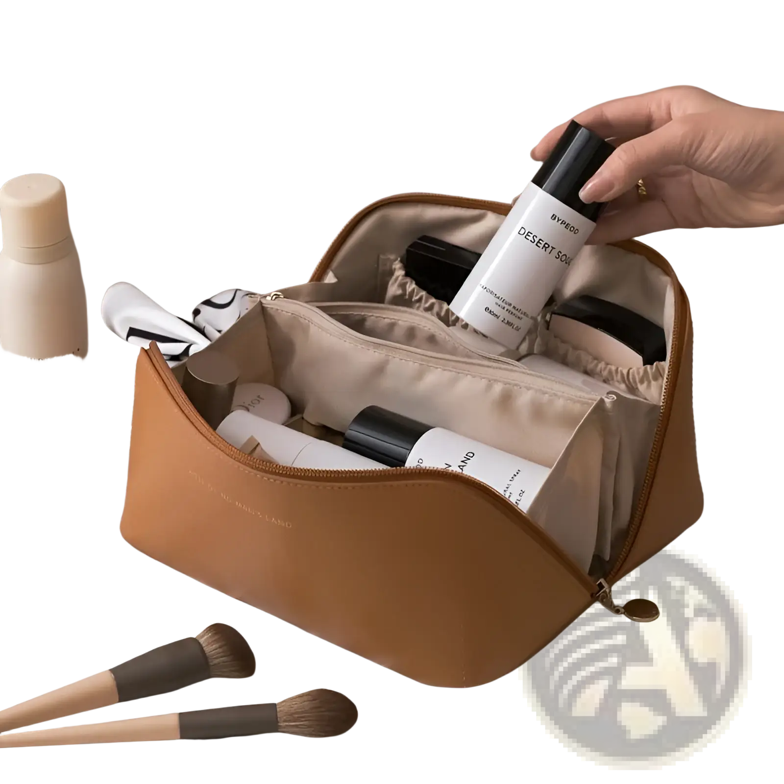 Large Capacity Pu Leather Travel Makeup Bag-4