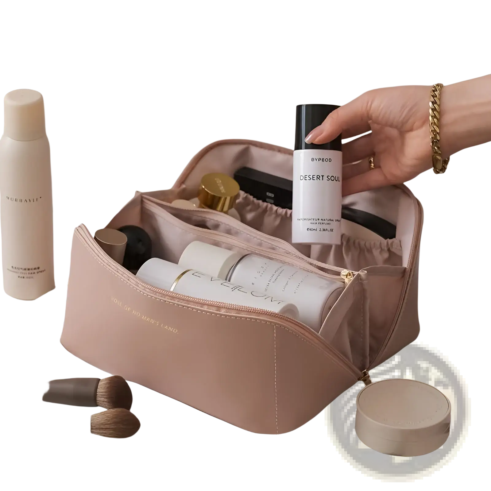 Large Capacity Pu Leather Travel Makeup Bag-1