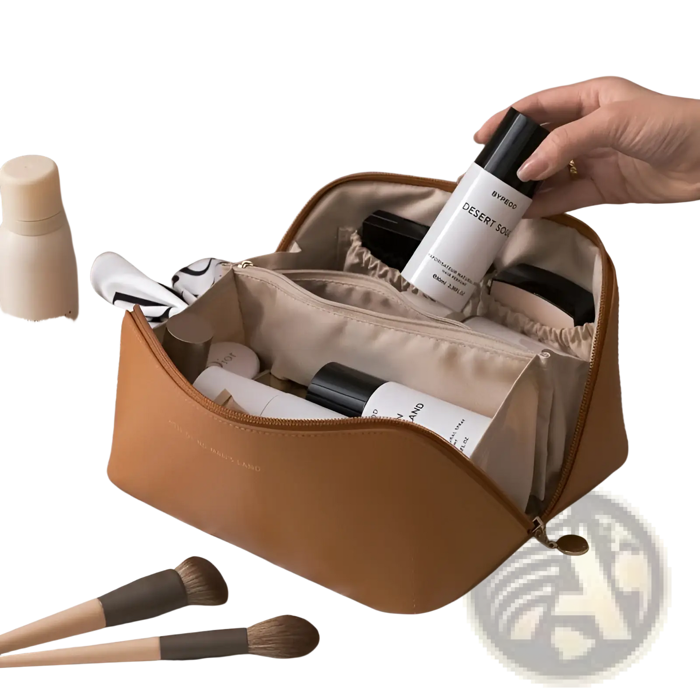 Large Capacity Pu Leather Travel Makeup Bag-7