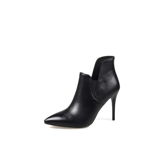 Leather Asymmetrical Ankle Boots-1
