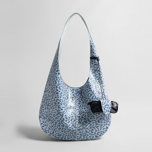 Leopard Print Soft Hobo Bag – First-Layer Calfskin Leather Shoulder Tote with Matching Pouch-0