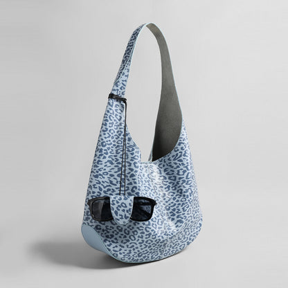 Leopard Print Soft Hobo Bag – First-Layer Calfskin Leather Shoulder Tote with Matching Pouch-1