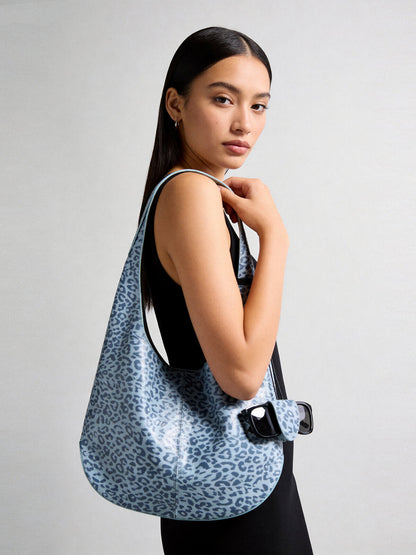Leopard Print Soft Hobo Bag – First-Layer Calfskin Leather Shoulder Tote with Matching Pouch-3