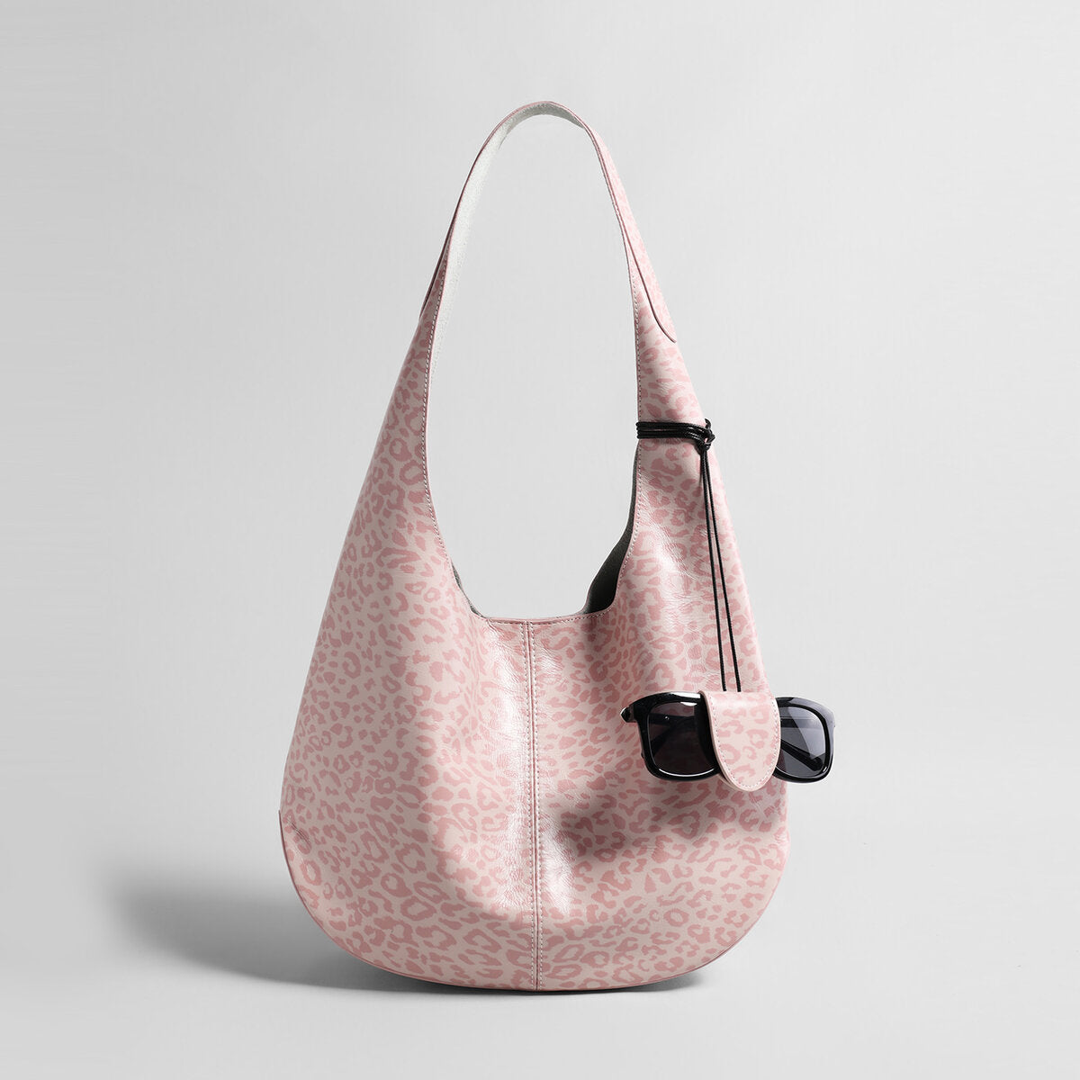 Leopard Print Soft Hobo Bag – First-Layer Calfskin Leather Shoulder Tote with Matching Pouch-4