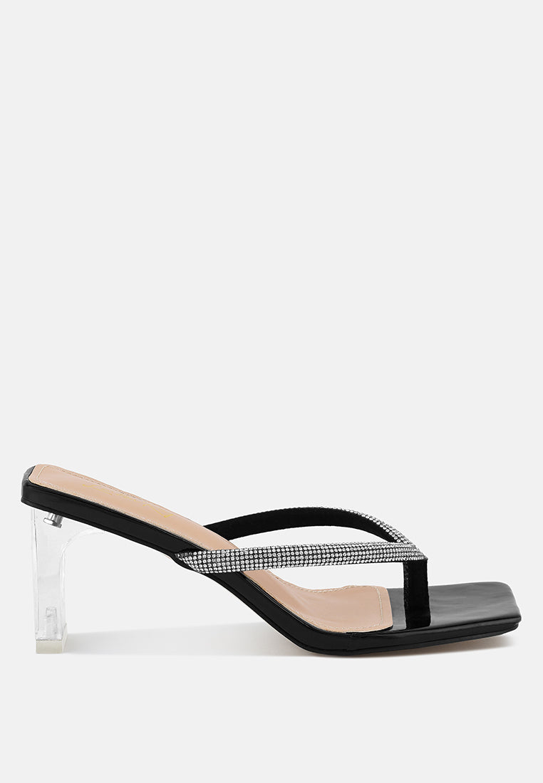 Litchi Rhinestone Embellished Strap Sandals-5