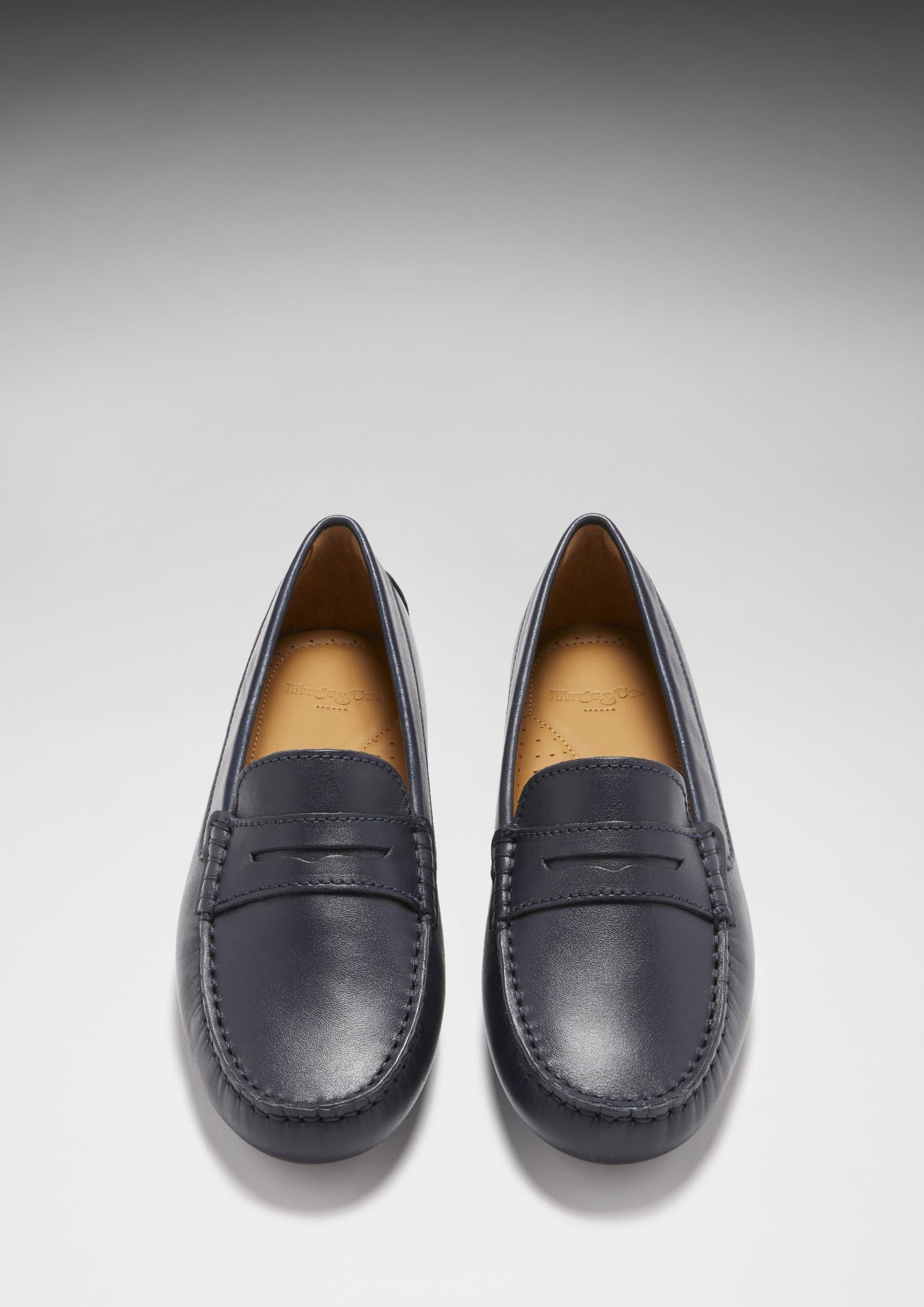Women's Penny Driving Loafers, navy blue leather-2