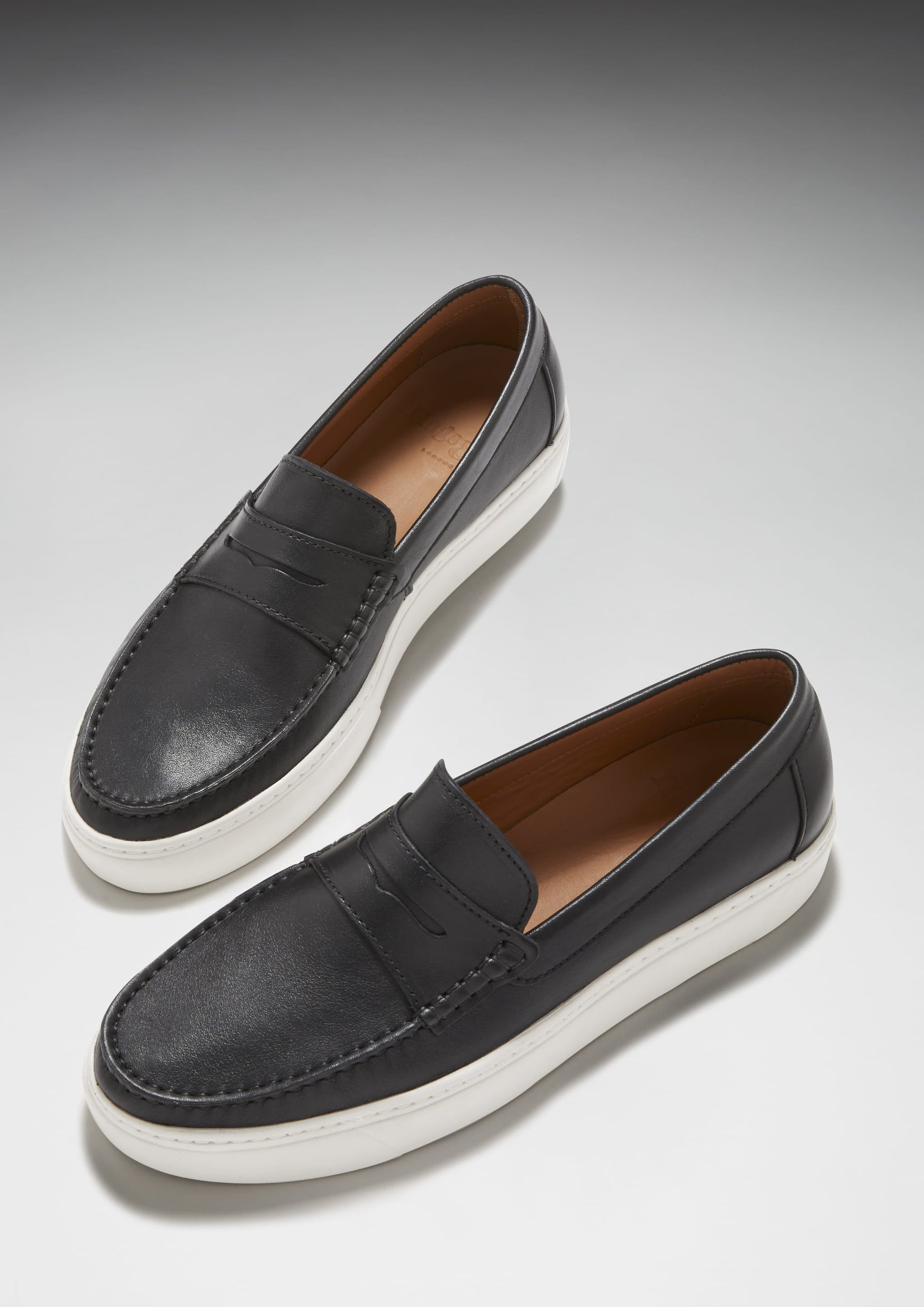 Slip-on Sneaker Loafers, black leather-1