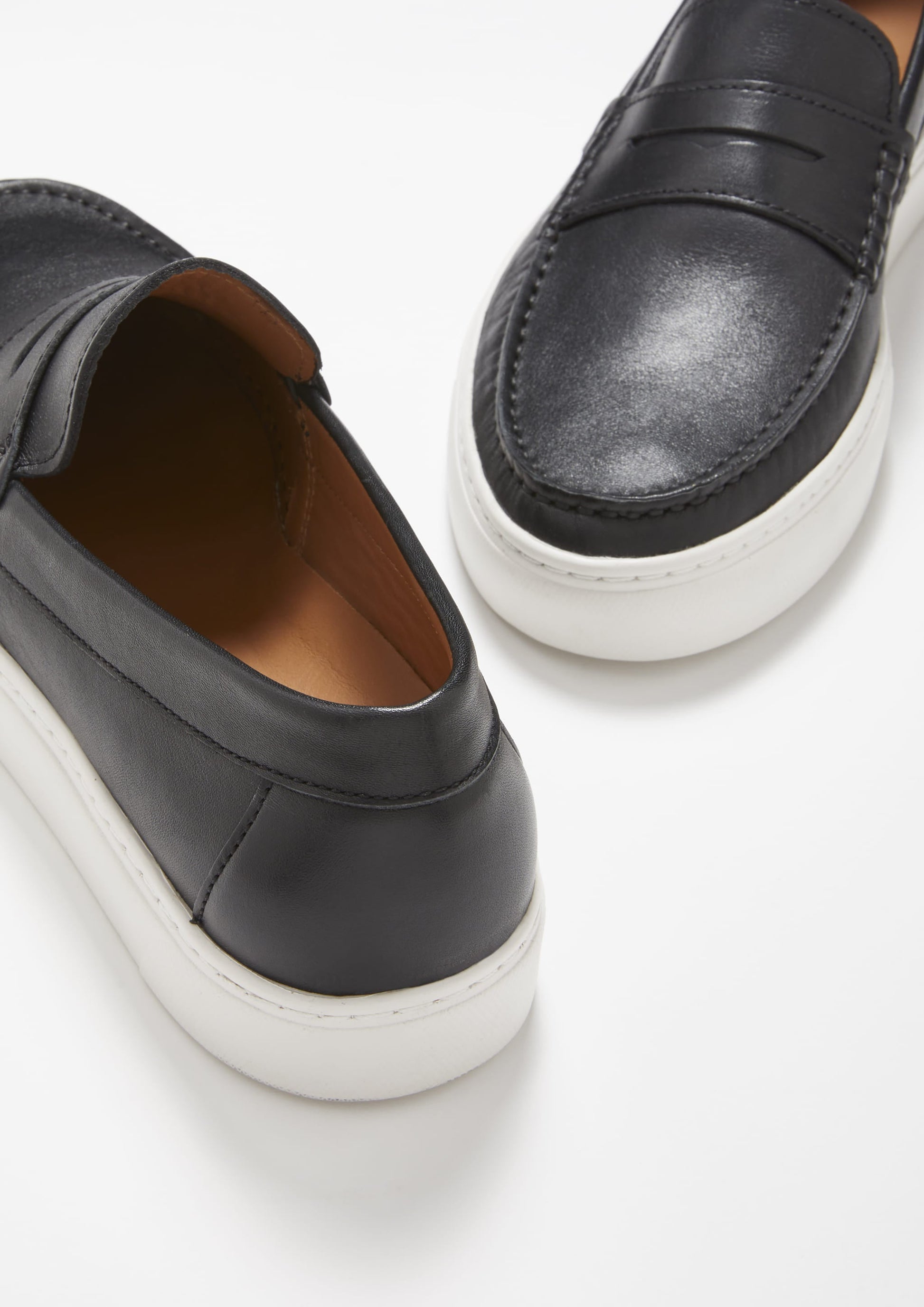 Slip-on Sneaker Loafers, black leather-3