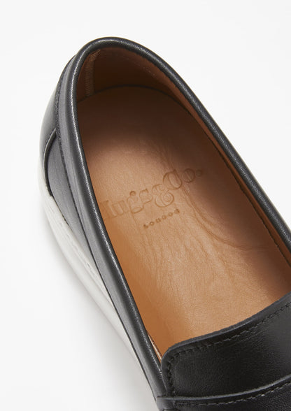 Slip-on Sneaker Loafers, black leather-4